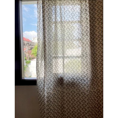 Grey Ikkat Printed Curtain Grey Ikkat Printed Curtain