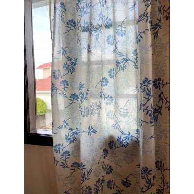 Blue Flowers Dual tone Printed Curtain Blue Flowers Dual tone Printed Curtain