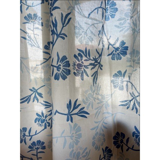 Blue Flowers Dual tone Printed Curtain