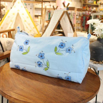 Jasmine Blue Embroidery Utility Pouch