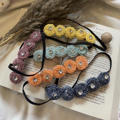 Navy Flower Diamond Head band Navy Flower Diamond Head band