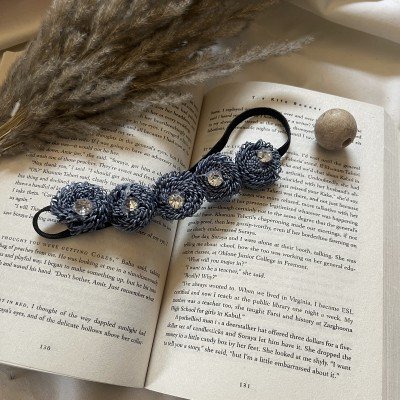 Navy Flower Diamond Head band Navy Flower Diamond Head band