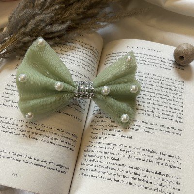 Olive Pearl Net Hair Clip Olive Pearl Net Hair Clip