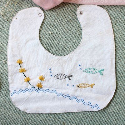 Fish Embroidery bib