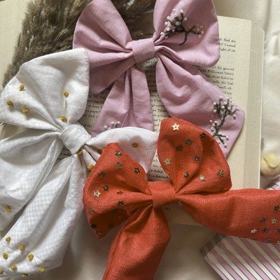 Red Silk Star Long Hair Clip  Red Silk Star Long Hair Clip