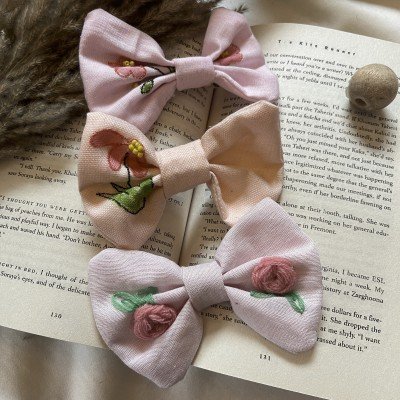White tulip hand Embroidery Hair Clip  White tulip hand Embroidery Hair Clip