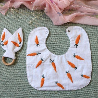 Carrot Embroiery bib