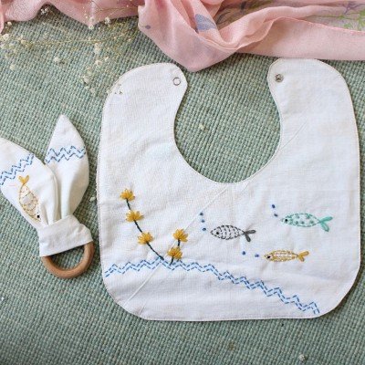 Fish Embroidery bib