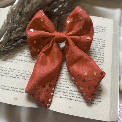 Red Silk Star Long Hair Clip  Red Silk Star Long Hair Clip