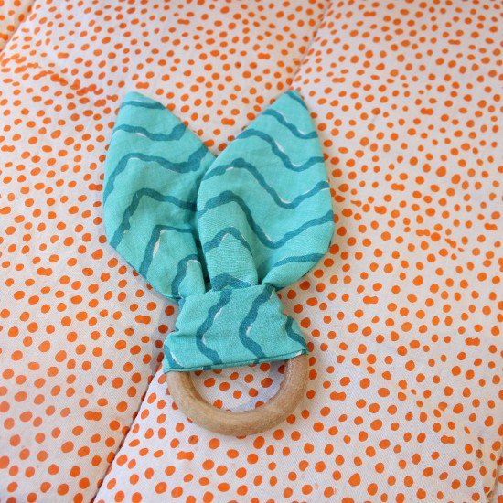 Blue green wave Printed Teether