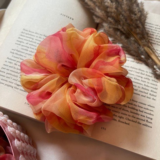 Peach Wave Organza Scrunchie