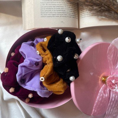 Purple Bead Velvet Scrunchie Purple Bead Velvet Scrunchie