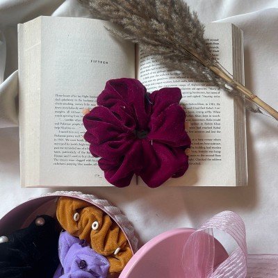 Purple Bead Velvet Scrunchie Purple Bead Velvet Scrunchie