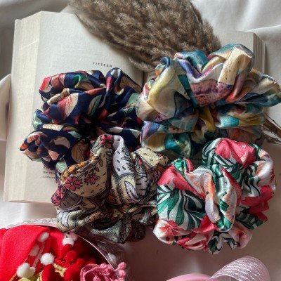 Blue Marble Satin Scrunchie Blue Marble Satin Scrunchie