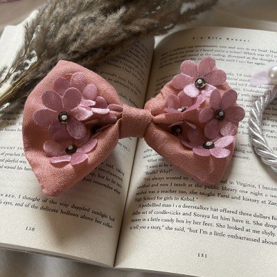Pink Flower petal Bow Pink Flower petal Bow