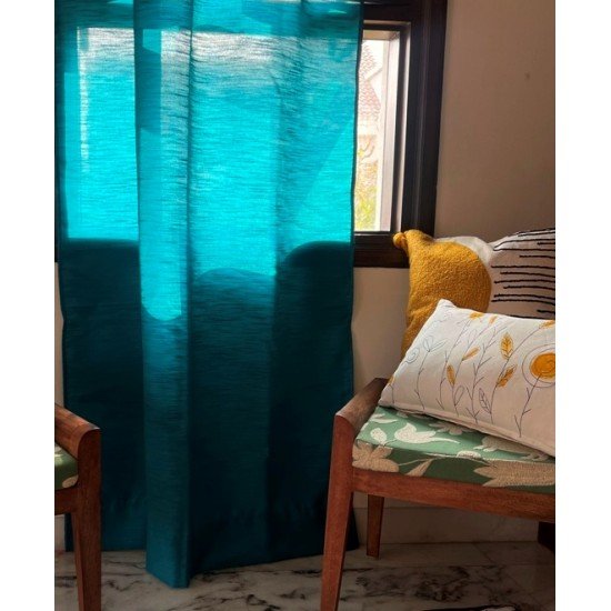 Teal Blue Art silk Curtain