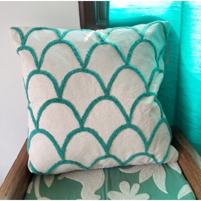 Arch Sea Blue Embroidered Cushion Arch Sea Blue Embroidered Cushion