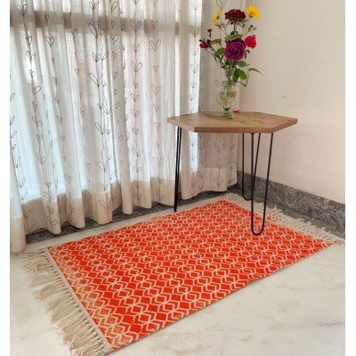 Orange Geometric Printed Rug Orange Geometric Printed Rug