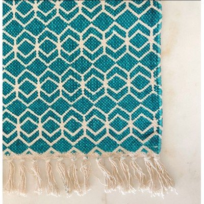 Deep Blue Geometric Printed Rug Deep Blue Geometric Printed Rug