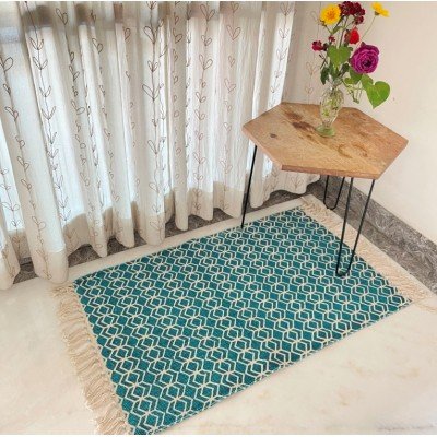 Deep Blue Geometric Printed Rug Deep Blue Geometric Printed Rug