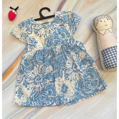 Blue Flower Cotton Printed Dress Blue Flower Cotton Printed Dress