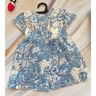 Blue Flower Cotton Printed Dress Blue Flower Cotton Printed Dress