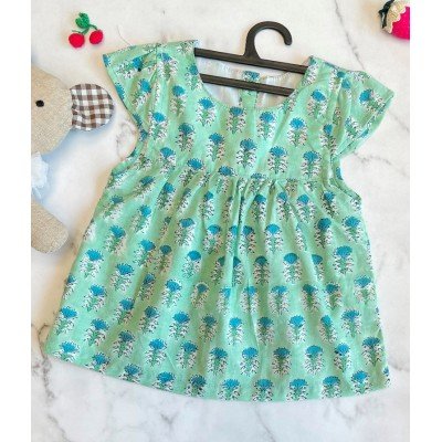 Dahlia Cyan Cotton Printed Dress Dahlia Cyan Cotton Printed Dress