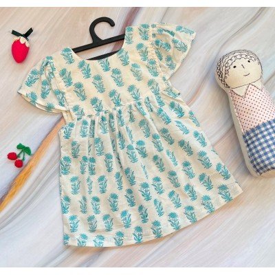 Sunflower Blue Cotton Printed Dress Sunflower Blue Cotton Printed Dress