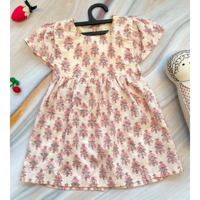 Chrysanthemum Pink Cotton Printed Dress Chrysanthemum Pink Cotton Printed Dress