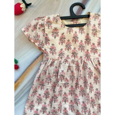 Chrysanthemum Pink Cotton Printed Dress Chrysanthemum Pink Cotton Printed Dress