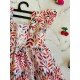 Leaves Floral Red Linen Printed Dress
