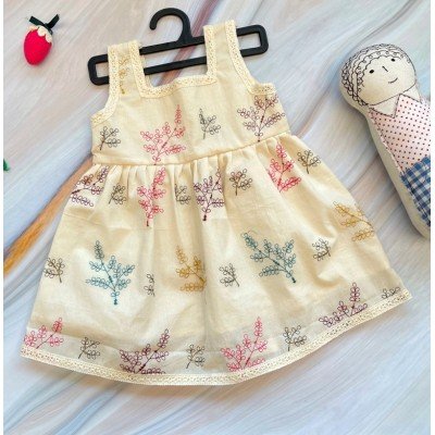Floral Twig Cotton Embroidered Dress Floral Twig Cotton Embroidered Dress