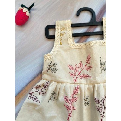 Floral Twig Cotton Embroidered Dress Floral Twig Cotton Embroidered Dress