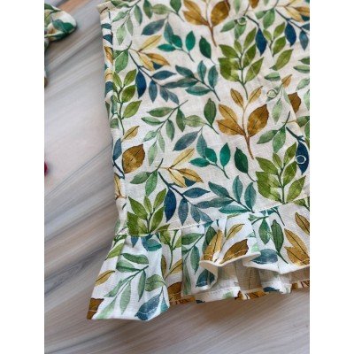 Autumn Leafy Linen Printed Sleeveless Dress Autumn Leafy Linen Printed Sleeveless Dress