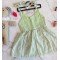 Pastel Green Kota Embroidered Tie knot Dress