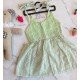 Pastel Green Kota Embroidered Tie knot Dress