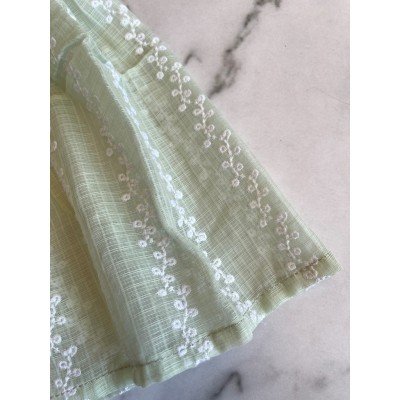 Pastel Green Kota Embroidered Tie knot Dress Pastel Green Kota Embroidered Tie knot Dress