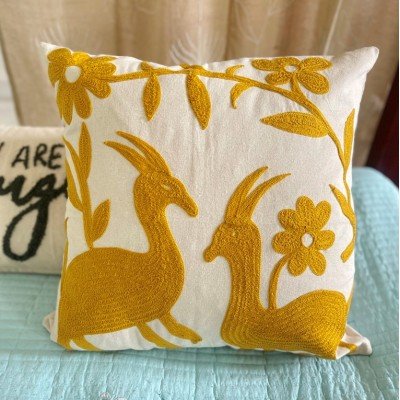 Rabbit Otton Mustard Embroidered Cushion Rabbit Otton Mustard Embroidered Cushion