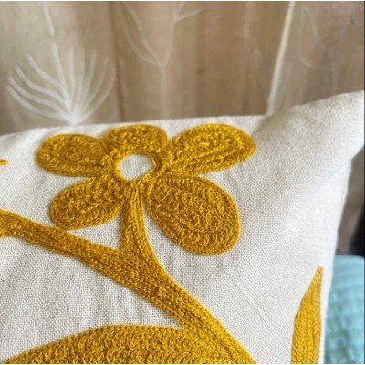 Rabbit Otton Mustard Embroidered Cushion Rabbit Otton Mustard Embroidered Cushion