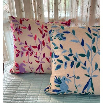 Flower Bug Blue Embroidered Cushion Flower Bug Blue Embroidered Cushion
