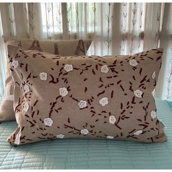 Crochet Flower Chambey Embroidered Cushion Crochet Flower Chambey Embroidered Cushion