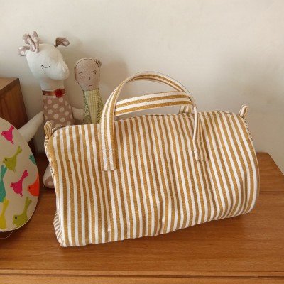 Taupe Stripes Duffle Bag Taupe Stripes Duffle Bag