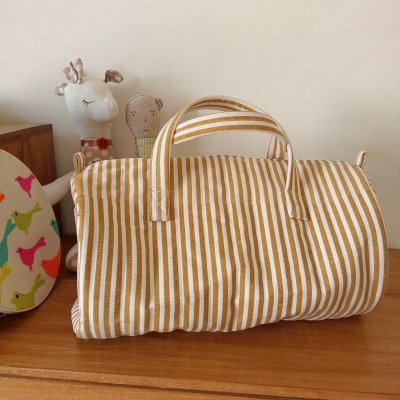 Taupe Stripes Duffle Bag Taupe Stripes Duffle Bag
