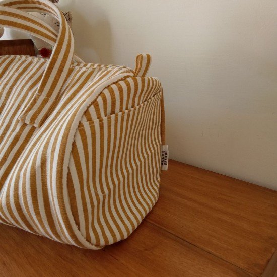 Taupe Stripes Duffle Bag