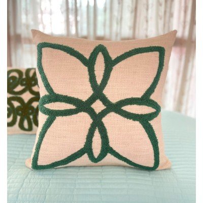 Lotus green Embroidered Cushion  Lotus green Embroidered Cushion
