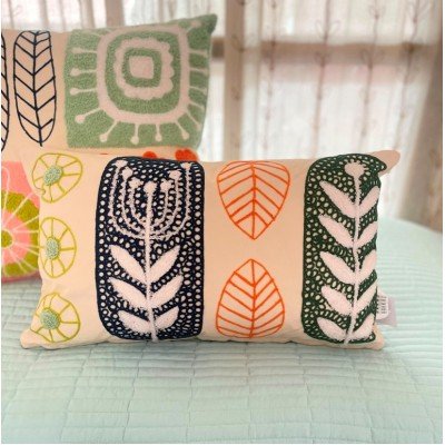 Leaf Multi colour Embroidered Cushion  Leaf Multi colour Embroidered Cushion
