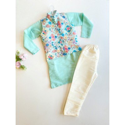 Teal Art silk Embroidered Kurta Pajama Teal Art silk Embroidered Kurta Pajama