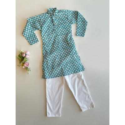 Diamond Blue Printed Kurta Pajama Diamond Blue Printed Kurta Pajama