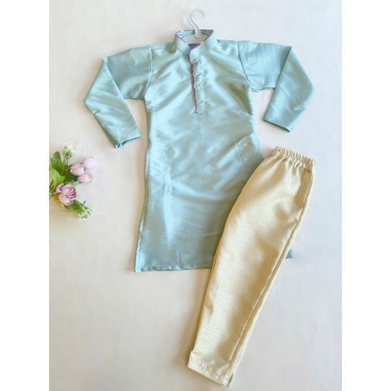 Satin Blue Kurta Pajama Satin Blue Kurta Pajama