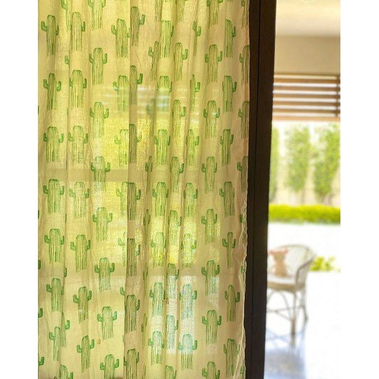 Multi Cactus Printed Curtain